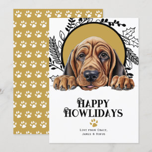 Happy Howlidays Bloodhound Dog Christmas Holiday Card