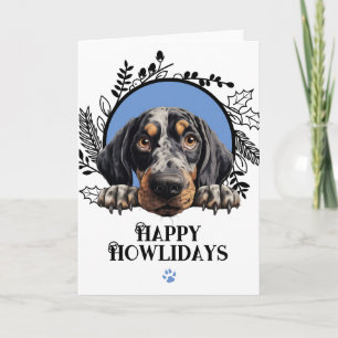 Happy Howlidays Bluetick Coonhound Dog Christmas Holiday Card