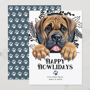 Happy Howlidays Boerboel Dog Christmas Holiday Card