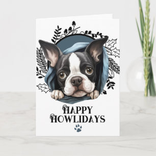 Happy Howlidays Boston Terrier Dog Christmas Holiday Card