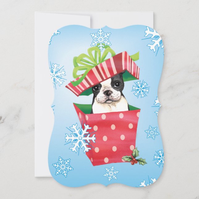 Happy Howlidays Boston Terrier Holiday Card (Front)