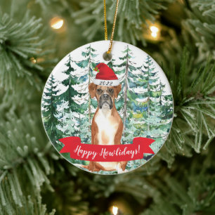 Happy Howlidays Boxer Christmas Ornament