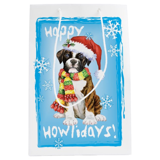 Happy Howlidays Boxer Medium Gift Bag (Front)