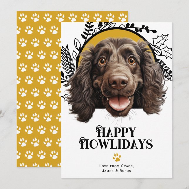 Happy Howlidays Boykin Spaniel Dog Christmas  Holiday Card (Front/Back)