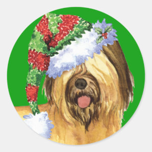 Happy Howlidays Briard Classic Round Sticker