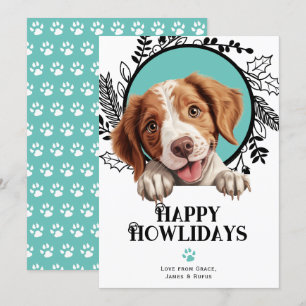Happy Howlidays Brittany Dog Christmas Holiday Card