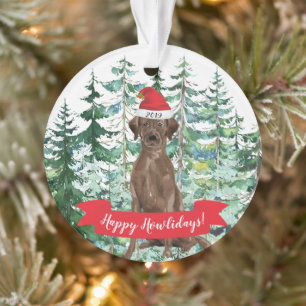 Happy Howlidays Brown Labrador Dog Christmas Ornament