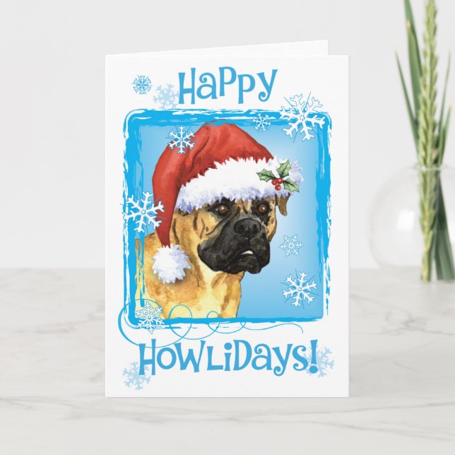 Happy Howlidays Bullmastiff Holiday Card (Front)