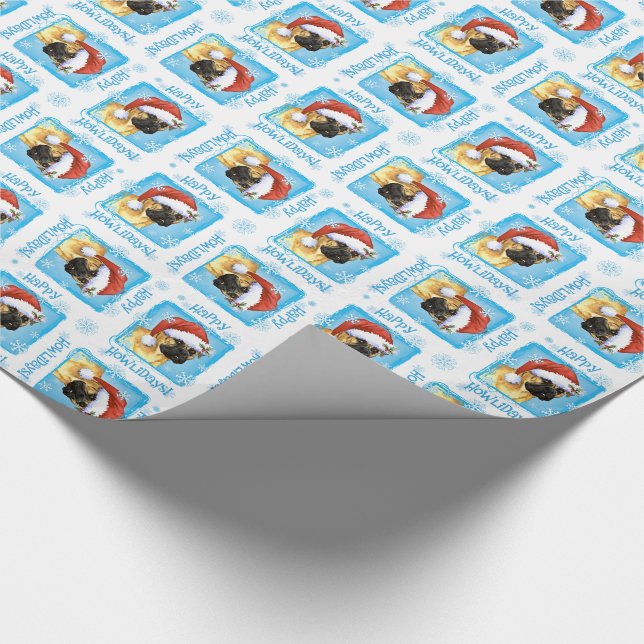 Happy Howlidays Bullmastiff Wrapping Paper (Corner)
