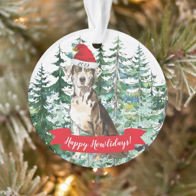 Happy Howlidays Catahoula Leopard Dog Christmas Ornament (Tree)