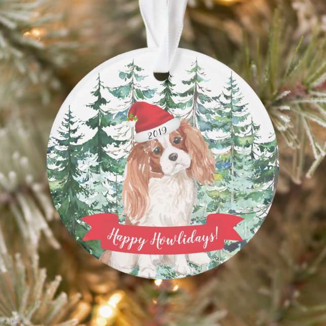 Happy Howlidays Cavalier King Charle Dog Christmas Ornament (Tree)