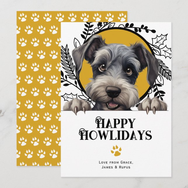 Happy Howlidays Cesky Terrier Dog Christmas Holiday Card (Front/Back)