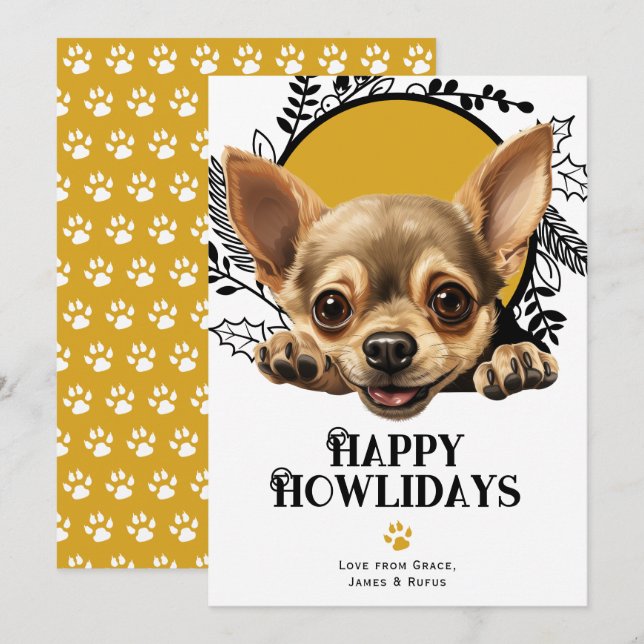 Happy Howlidays Chihuahua Dog Christmas  Holiday Card (Front/Back)