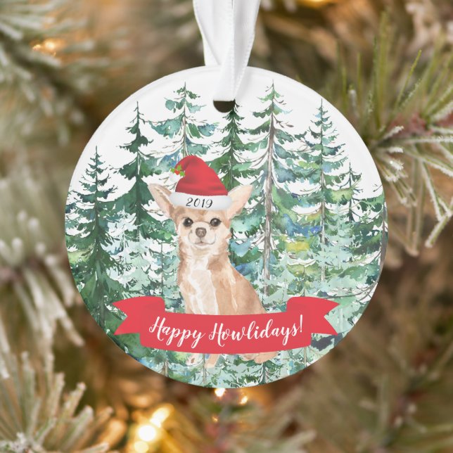 Happy Howlidays Chihuahua Dog Christmas Ornament (Tree)