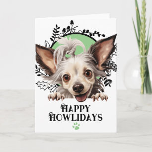 Happy Howlidays Chinese Crested Dog Christmas Holiday Card