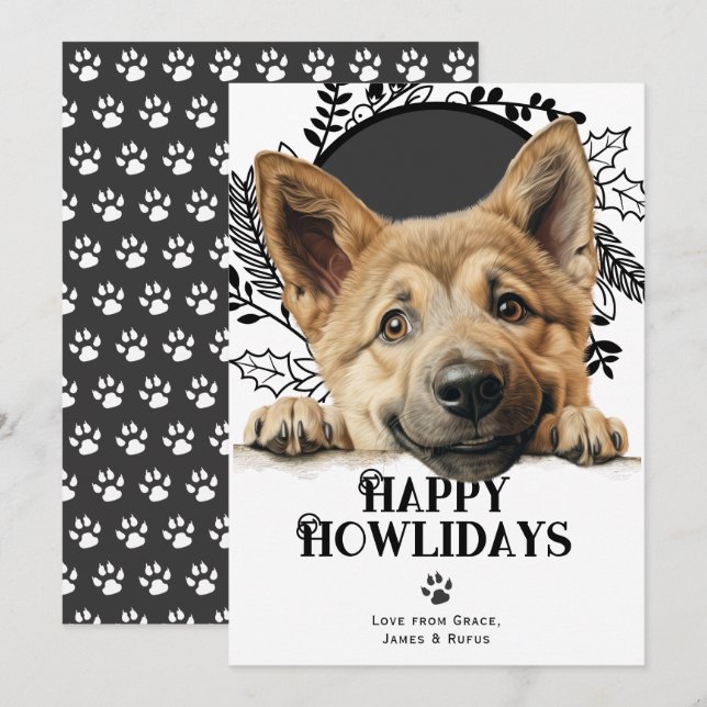 Happy Howlidays Chinook Dog Christmas  Holiday Card (Front/Back)