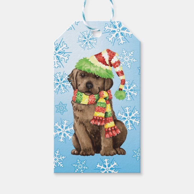 Happy Howlidays Chocolate Lab Gift Tags (Front)