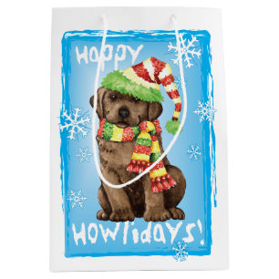 Happy Howlidays Chocolate Lab Medium Gift Bag