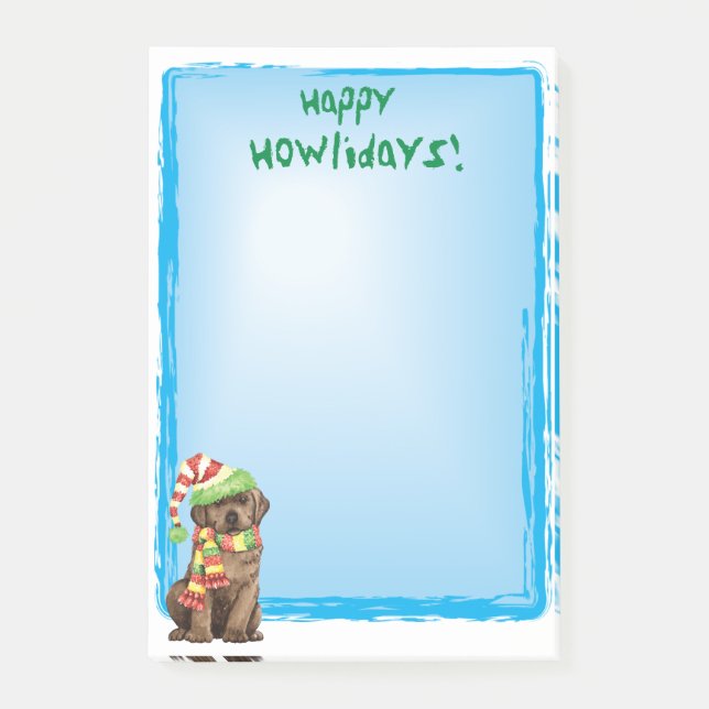 Happy Howlidays Chocolate Lab Post-it Notes (Front)