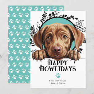 Happy Howlidays Chocolate Labrador Dog Christmas Holiday Card
