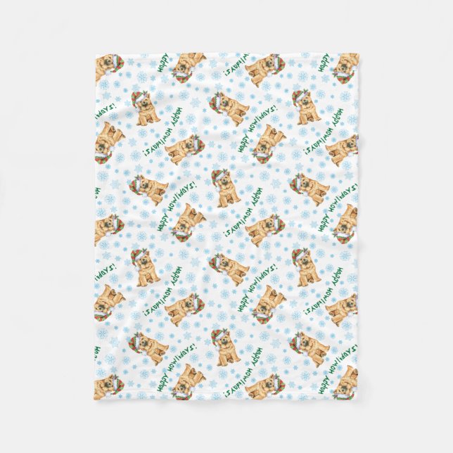 Happy Howlidays Chow Fleece Blanket (Front)