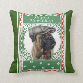 Happy Howlidays Christmas Boxer Dog Holiday Art Cushion