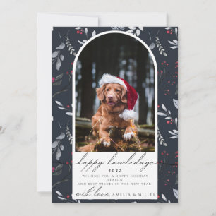 happy howlidays Christmas Pet Arc botanical Invitation