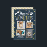 Happy Howlidays | Christmas Photo Collage Holiday Card<br><div class="desc">Spread the love this holiday season with a "pawsitively" stylish pet holiday themed card. This card features a collage of 4 of your favourite photos with elements in a faux gold shimmer. Comes with a matching pattern on the back. You may add a photo or text to the back by...</div>