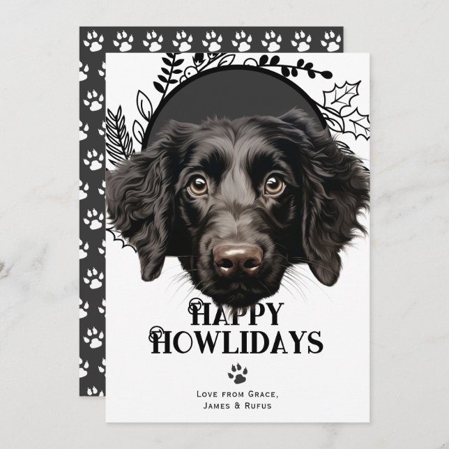 Happy Howlidays Curly-Coated Retriever Christmas  Holiday Card (Front/Back)