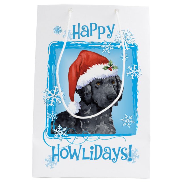 Happy Howlidays Curly-Coated Retriever Medium Gift Bag (Back)