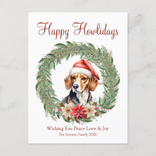 Happy Howlidays Cute Beagle Dog Holiday Postcard