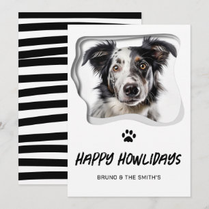 Happy Howlidays Cute Black White Dog Christmas Holiday Card