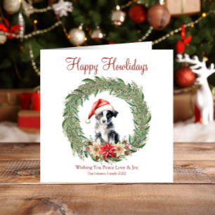 Happy Howlidays Cute Border Collie Dog Holiday Card