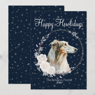 Happy Howlidays Cute Borzoi Dog Holiday Card