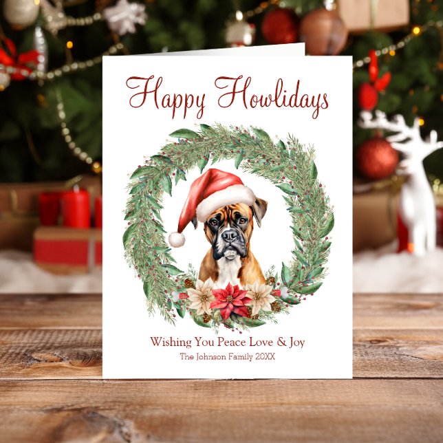 Happy Howlidays Cute Boxer Dog Holiday Card (Creator Uploaded)