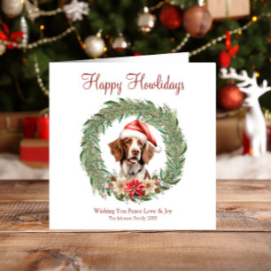 Happy Howlidays Cute Brittany Spaniel Dog Holiday Card