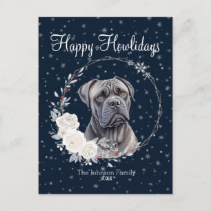 Happy Howlidays Cute Cane Corso Dog Holiday Postcard
