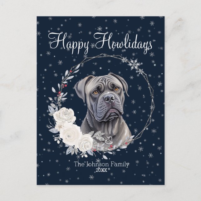 Happy Howlidays Cute Cane Corso Dog Holiday Postcard (Front)
