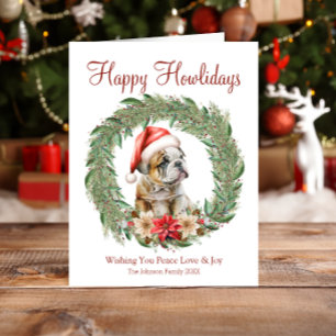 Happy Howlidays Cute English Bulldog Holiday Card