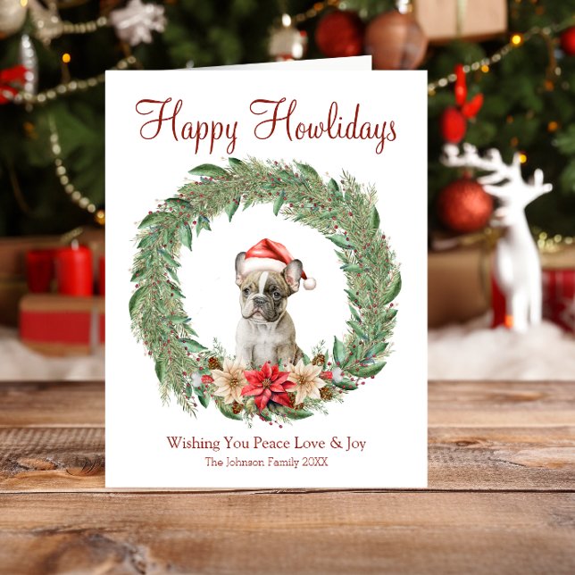 Happy Howlidays Cute French Bulldog  Holiday Card (Creator Uploaded)