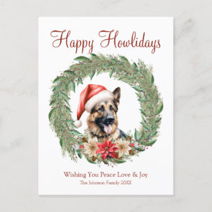Happy Howlidays Cute German Shepherd Dog Holiday Postcard