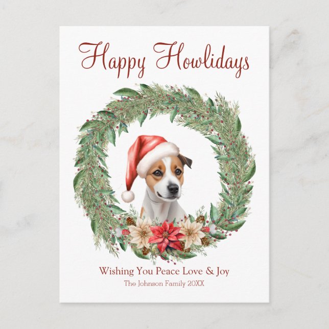 Happy Howlidays Cute Jack Russel Dog Holiday Postcard (Front)