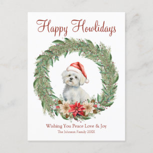 Happy Howlidays Cute Maltese Dog Holiday Postcard