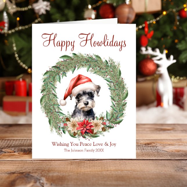 Happy Howlidays Cute Miniature Schnauzer Dog Holiday Card (Creator Uploaded)