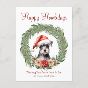 Happy Howlidays Cute Miniature Schnauzer Dog Holiday Postcard