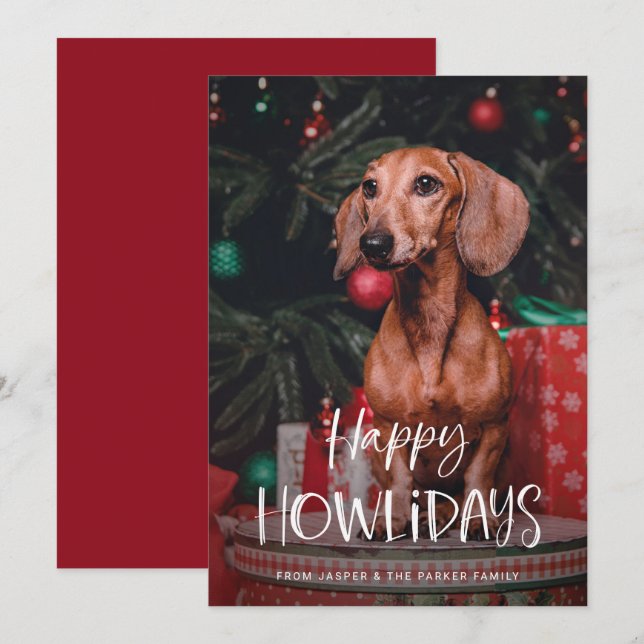 Happy Howlidays | Cute Pet Dog Christmas Photo Holiday Card (Front/Back)