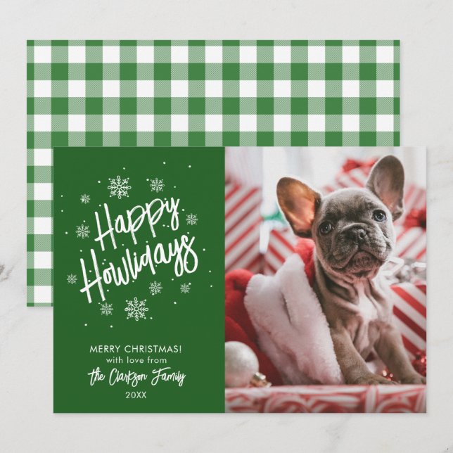 Happy Howlidays Cute Pet Snowflake Photo Invitatio Invitation (Front/Back)