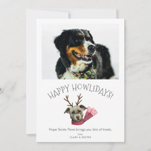 Happy Howlidays Cute Puns Dog Pet Photo Holiday Card