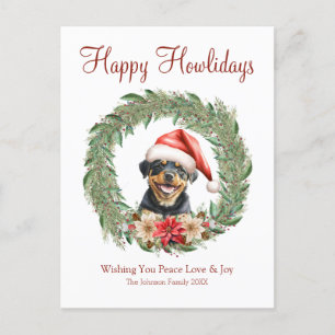 Happy Howlidays Cute Rottweiler Dog Holiday Postcard