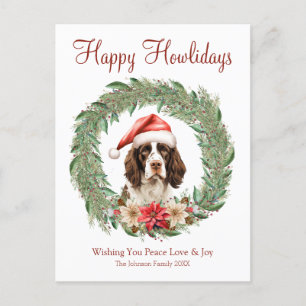 Happy Howlidays Cute Springer Spaniel Dog Holiday Postcard